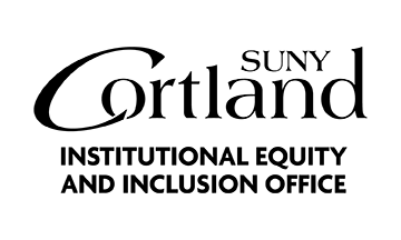 SUNY Cortland primary logo lockup example, black
